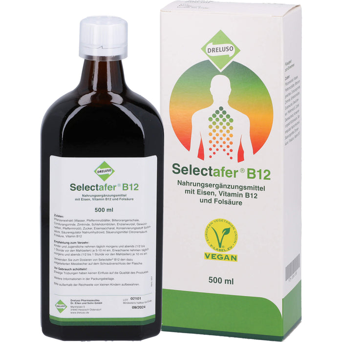 Selectafer B12 Liquidum mit Eisen, Vitamin B12 und Folsäure, 500 ml Lösung