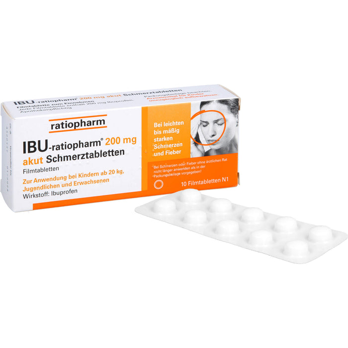IBU-ratiopharm 200 mg akut Schmerztabletten Filmtabletten, 10 St. Tabletten