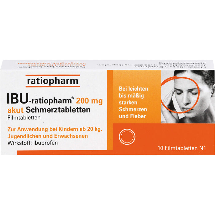 IBU-ratiopharm 200 mg akut Schmerztabletten Filmtabletten, 10 St. Tabletten