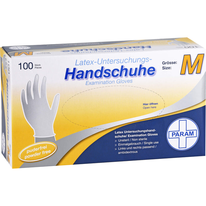 PARAM Latex-Untersuchungs-Handschuhe Größe M, 100 St. Handschuhe