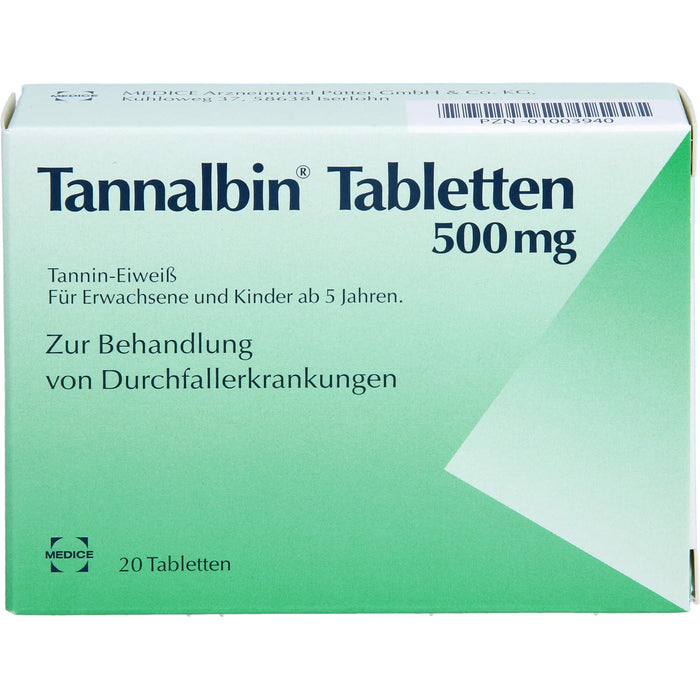 Tannalbin Tabletten 500 mg bei Durchfallerkrankungen, 20 St. Tabletten