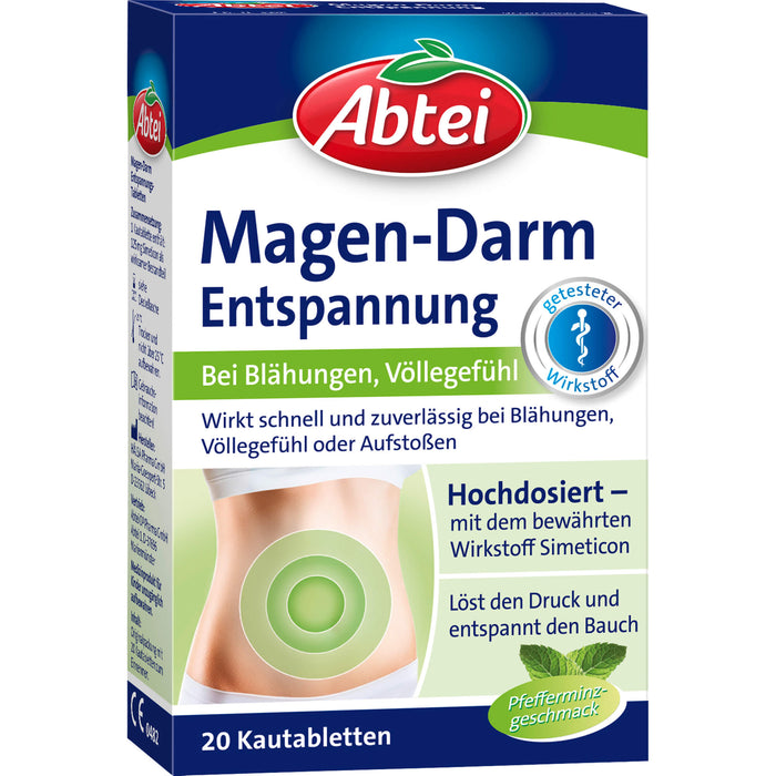 Abtei Magen-Darm-Entspannungstabletten bei Blähungen und Völlegefühl, 20 St. Tabletten