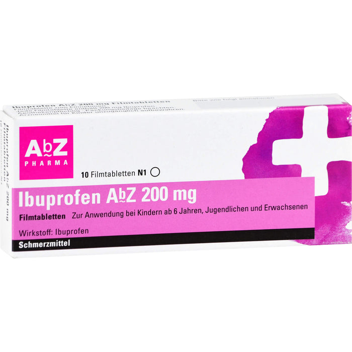 Ibuprofen AbZ 200 mg Filmtabletten, 10 St. Tabletten