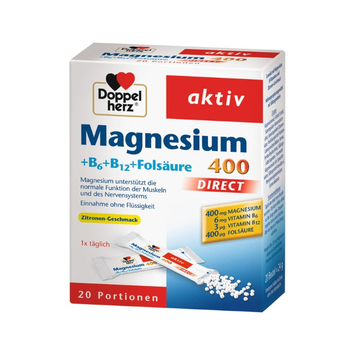 Doppelherz Magnesium + B Vitamine direct Beutel, 20 St. Beutel