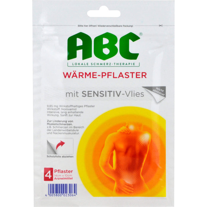 ABC Wärme-Pflaster sensitiv zur Linderung von Muskelschmerzen, 4 St. Pflaster