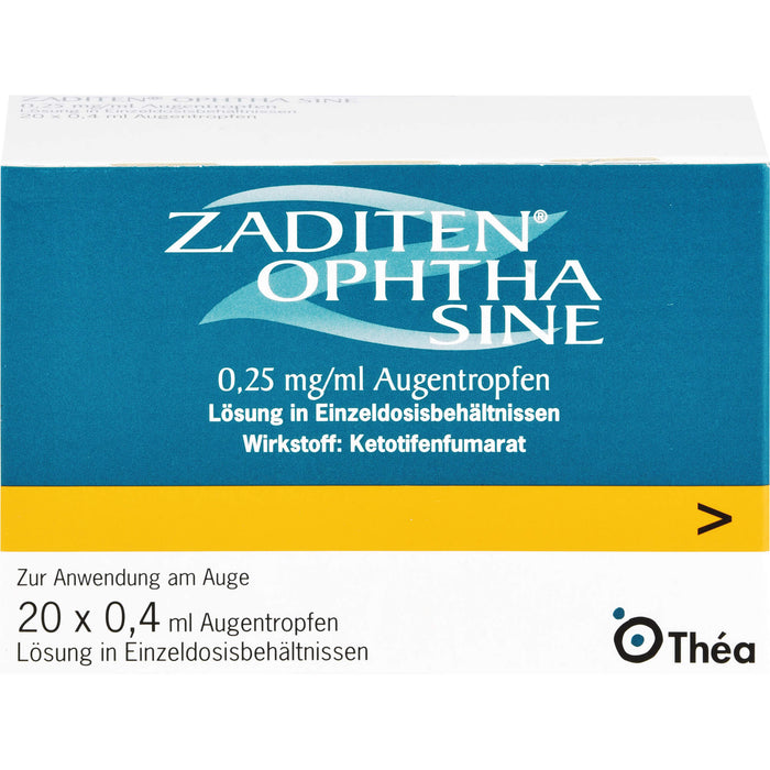 Zaditen ophta sine 0,25 mg/ml Lösung Antiallergikum zur Anwendung am Auge, 20 St. Einzeldosispipetten