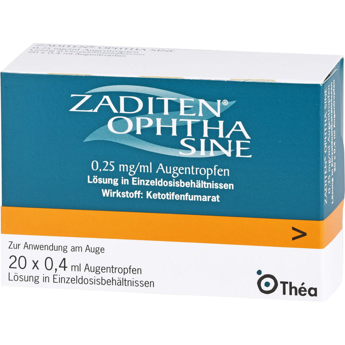 Zaditen ophta sine 0,25 mg/ml Lösung Antiallergikum zur Anwendung am Auge, 20 St. Einzeldosispipetten