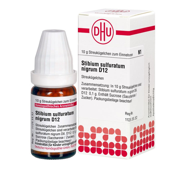 DHU Stibium sulfuratum nigrum D12 Streukügelchen, 10 g Globuli
