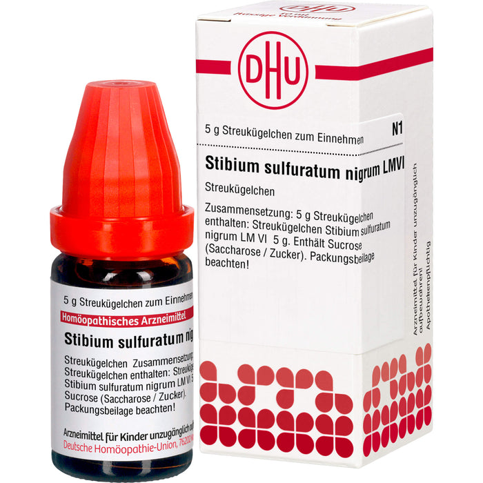 DHU Stibium sulfuratum nigrum LM VI Streukügelchen, 5 g Globuli