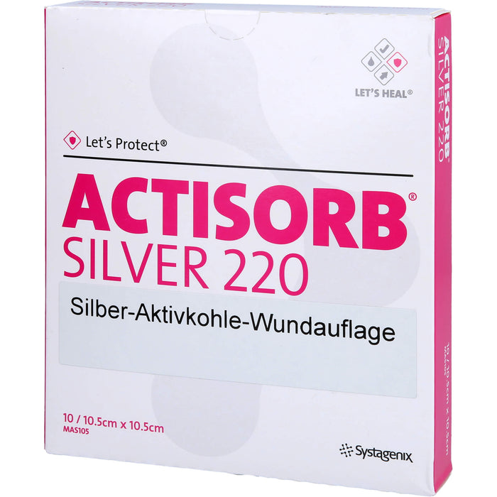 ACTISORB 220 Silver 9,5 x 6,5 cm sterile Silber-Aktivkohle-Wundauflage, 10 St. Kompressen