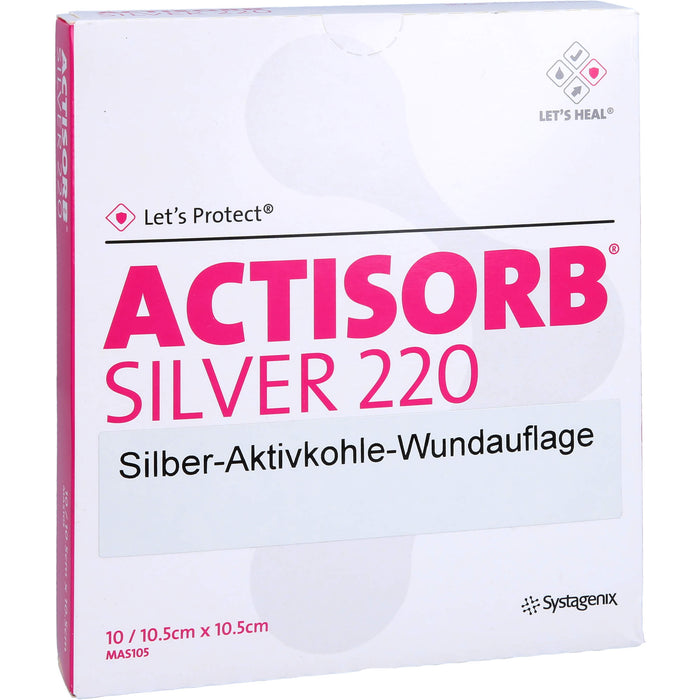ACTISORB 220 Silver 9,5 x 6,5 cm sterile Silber-Aktivkohle-Wundauflage, 10 St. Kompressen