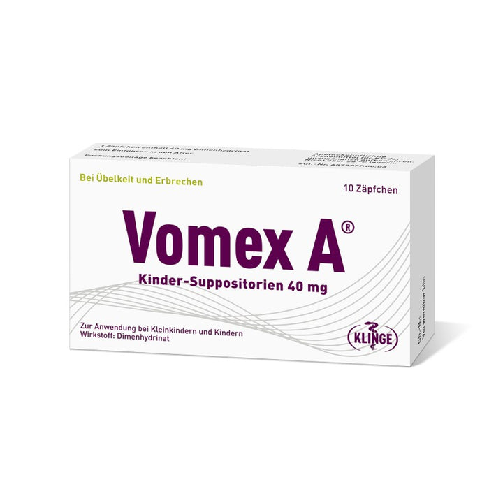 Vomex A 40 mg Kinder-Suppositorien, 10 St. Zäpfchen