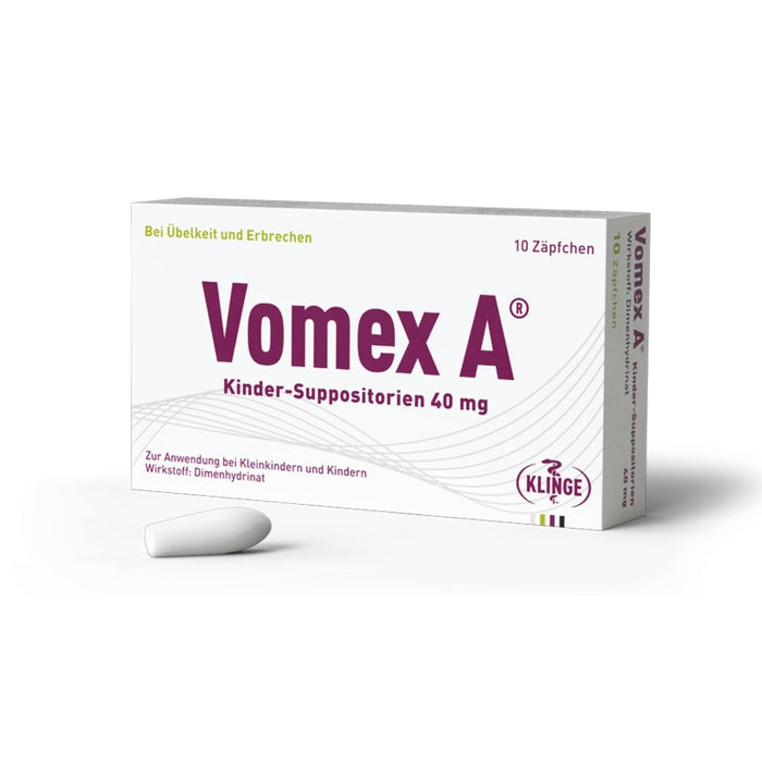 Vomex A 40 mg Kinder-Suppositorien, 10 St. Zäpfchen
