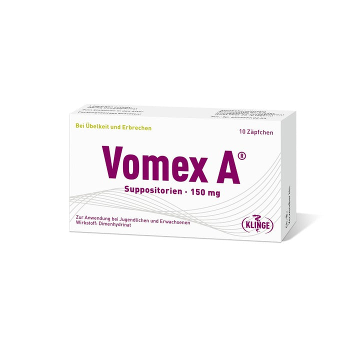 Vomex A Suppositorien 150 mg, 10 St. Zäpfchen