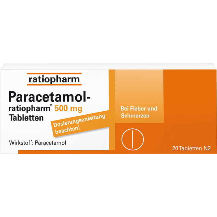 Paracetamol-ratiopharm 500 mg Tabletten, 20 St. Tabletten