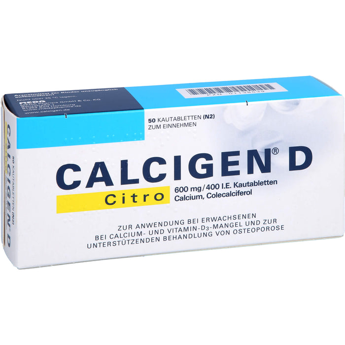CALCIGEN D Citro 600 mg/400 I.E. Kautabletten, 50 St KTA