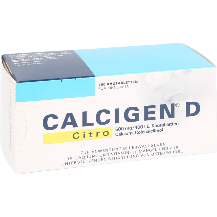CALCIGEN D Citro 600 mg/400 I.E. Kautabletten, 100 St KTA