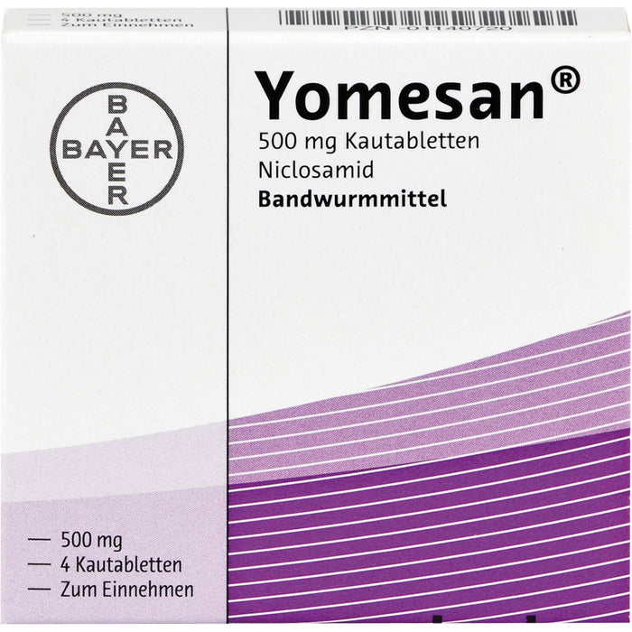 Yomesan 500 mg Kautabletten Niclosamid Bandwurmmittel, 4 St. Tabletten
