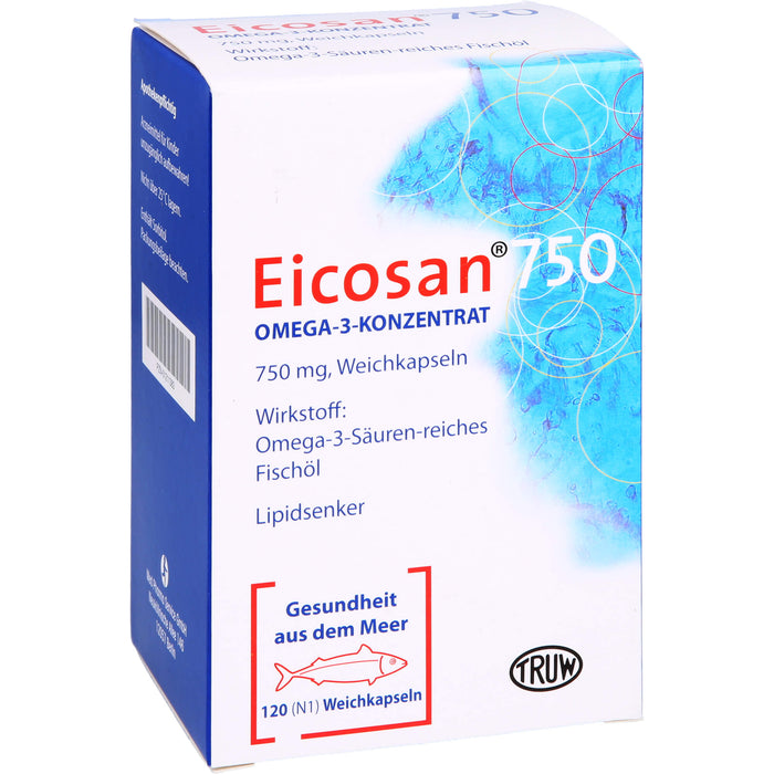 Eicosan 750 Omega-3-Konzentrat Weichkapseln Lipidsenker, 120 St. Kapseln