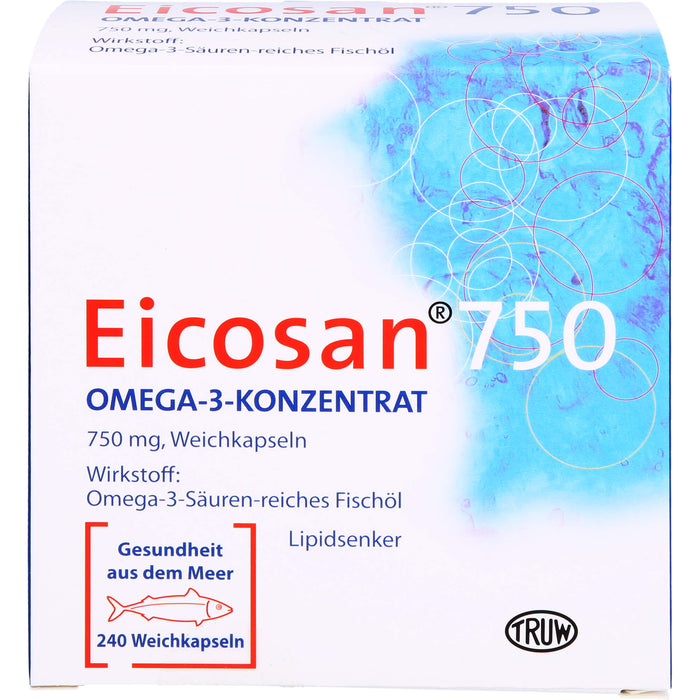 Eicosan 750 Omega-3-Konzentrat Weichkapseln Lipidsenker, 240 St. Kapseln