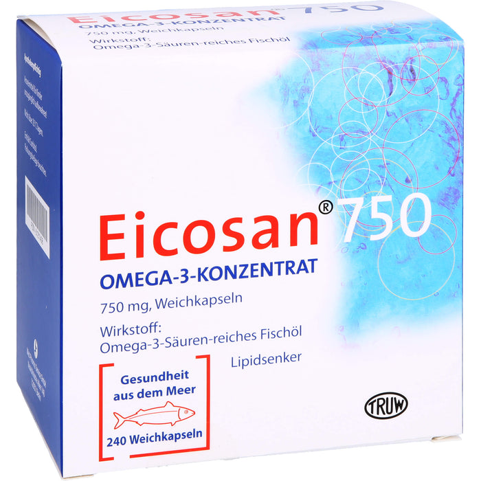 Eicosan 750 Omega-3-Konzentrat Weichkapseln Lipidsenker, 240 St. Kapseln