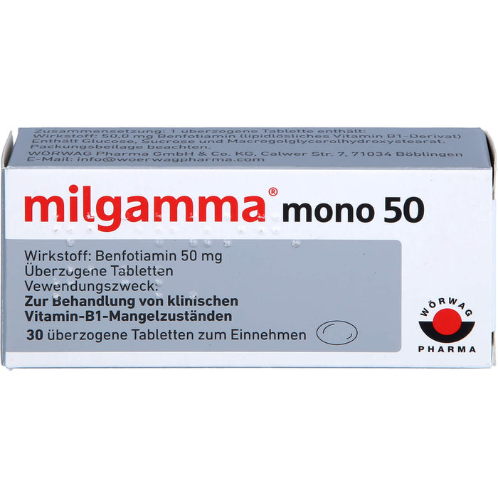 milgamma mono 50 Tabletten bei Vitamin-B1-Mangelzuständen, 30 St. Tabletten