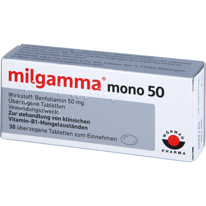 milgamma mono 50 Tabletten bei Vitamin-B1-Mangelzuständen, 30 St. Tabletten