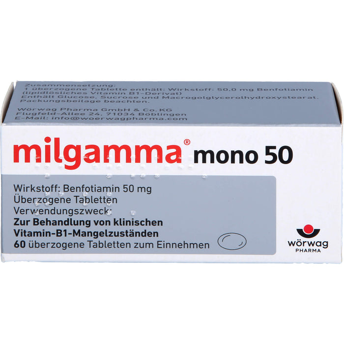 milgamma mono 50 Tabletten bei Vitamin-B1-Mangelzuständen, 60 St. Tabletten