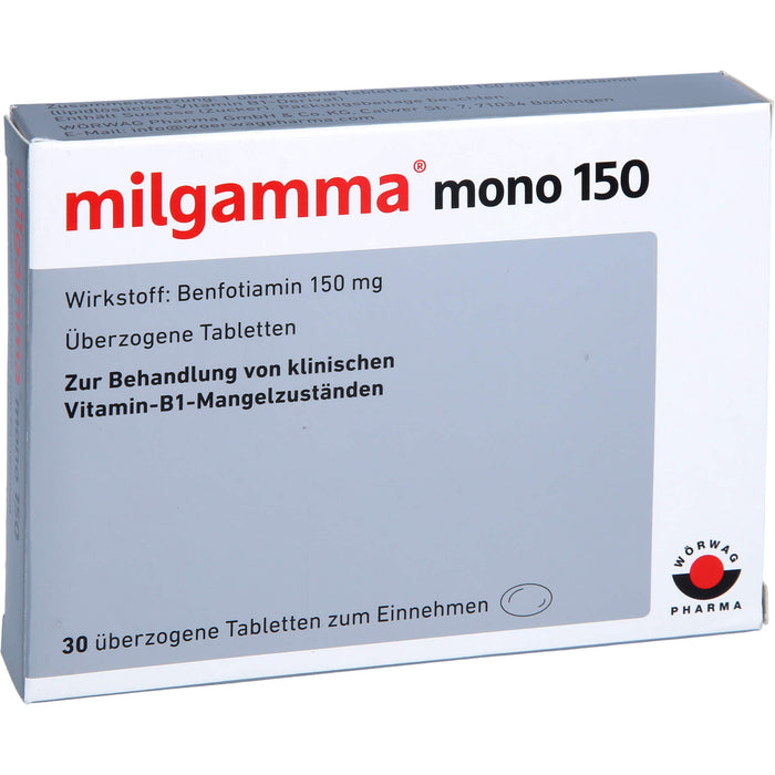 milgamma mono 150 Tabletten bei Vitamin-B1-Mangelzuständen, 30 St. Tabletten