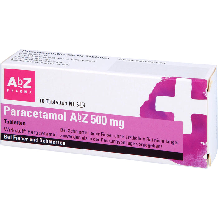 Paracetamol AbZ 500 mg Tabletten bei Fieber und Schmerzen, 10 St. Tabletten