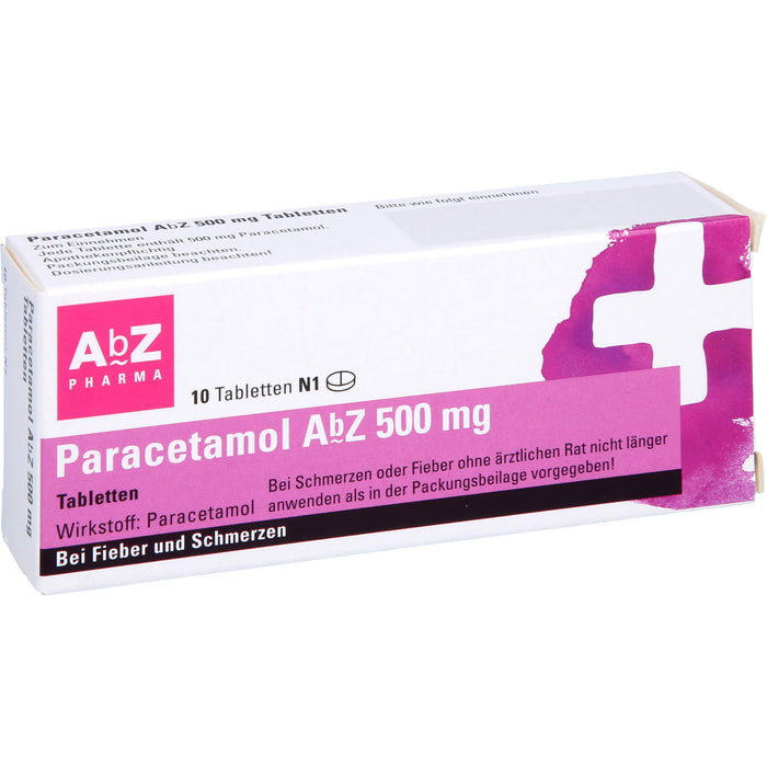 Paracetamol AbZ 500 mg Tabletten bei Fieber und Schmerzen, 10 St. Tabletten