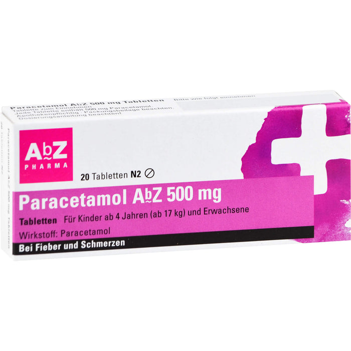 Paracetamol AbZ 500 mg Tabletten bei Fieber und Schmerzen, 20 St. Tabletten