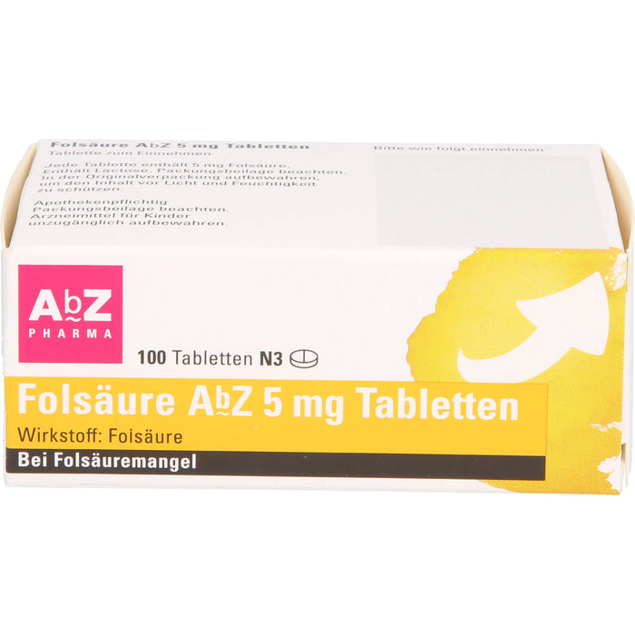 Folsäure AbZ 5 mg Tabletten bei Folsäuremangel, 100 St. Tabletten