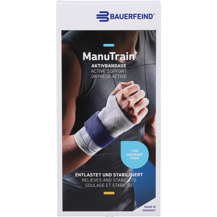 Bauerfeind ManuTrain Handgelenkbandage links Gr. 5 titan, 1 St. Bandage