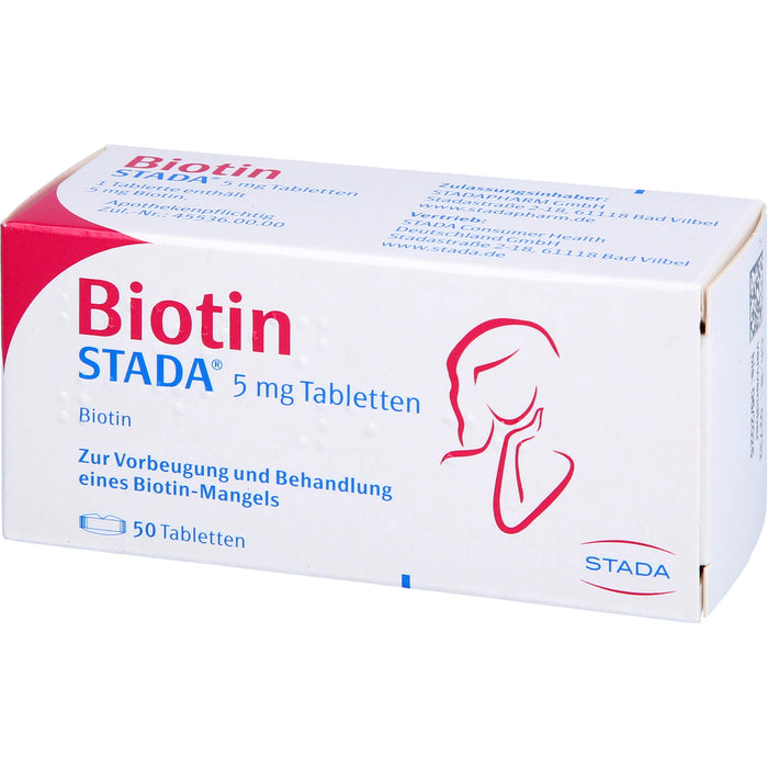 STADA Biotin Tabletten zur Vorbeugung und Behandlung eines Biotin-Mangels, 50 St. Tabletten