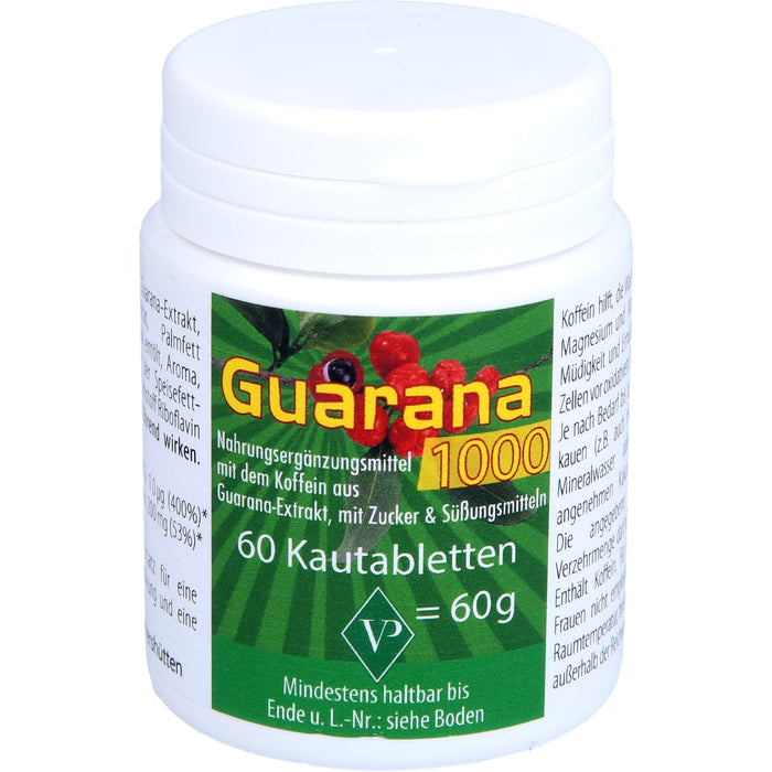 Guarana 1000mg Kautabletten, 60 St KTA