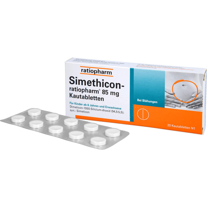 Simethicon-ratiopharm 85 mg Kautabletten, 20 St. Tabletten