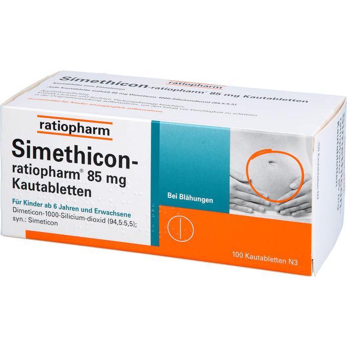 Simethicon-ratiopharm 85 mg Kautabletten bei Blähungen, 100 St. Tabletten