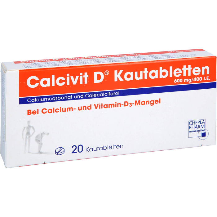 Calcivit D Kautabletten 600 mg/400 I.E., 20 St. Tabletten