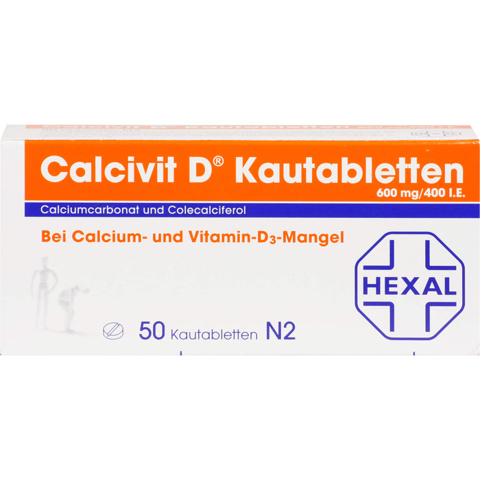 Calcivit D Kautabletten 600 mg/400 I.E., 50 St. Tabletten