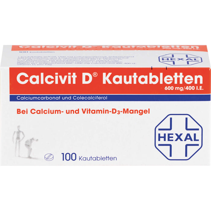 Calcivit D Kautabletten 600 mg/400 I.E., 100 St. Tabletten