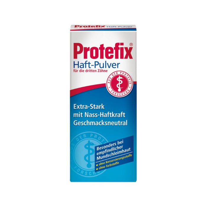 Protefix Haft-Pulver für Voll- und Teilprothesen bei empfindlicher Mundschleimhaut, 50 g Pulver