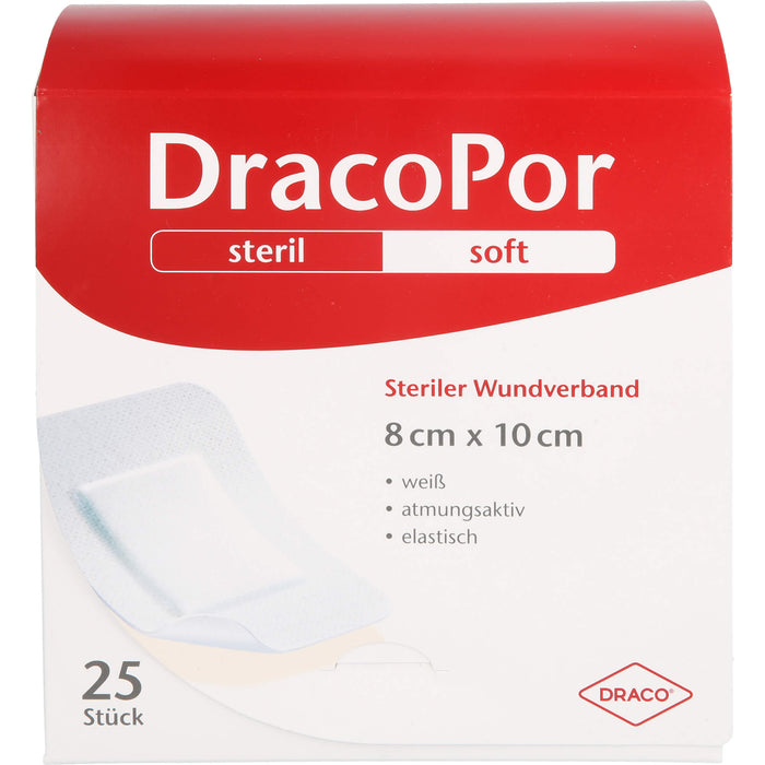 DracoPor soft weiß 8 cm x 10 cm steriler Wundverband, 25 St. Wundauflagen