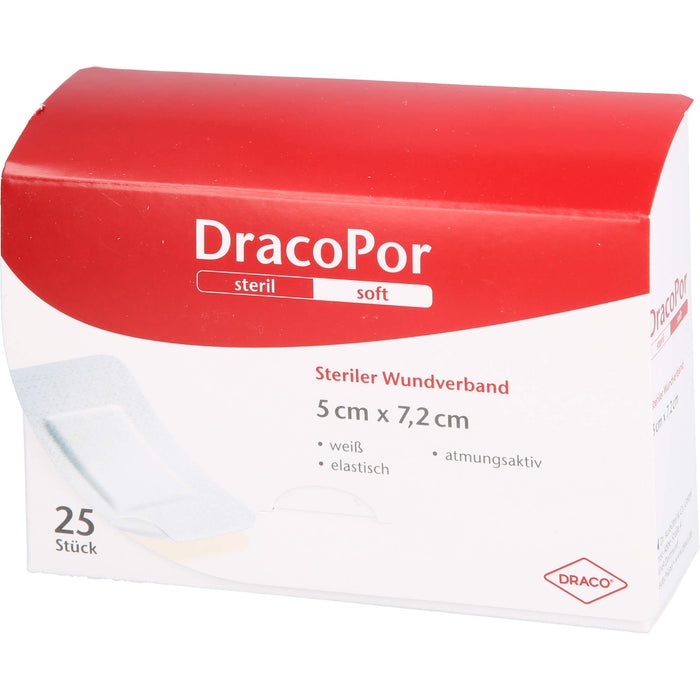 DracoPor soft weiß 7,2 cm x 5 cm steriler Wundverband, 25 St. Wundauflagen