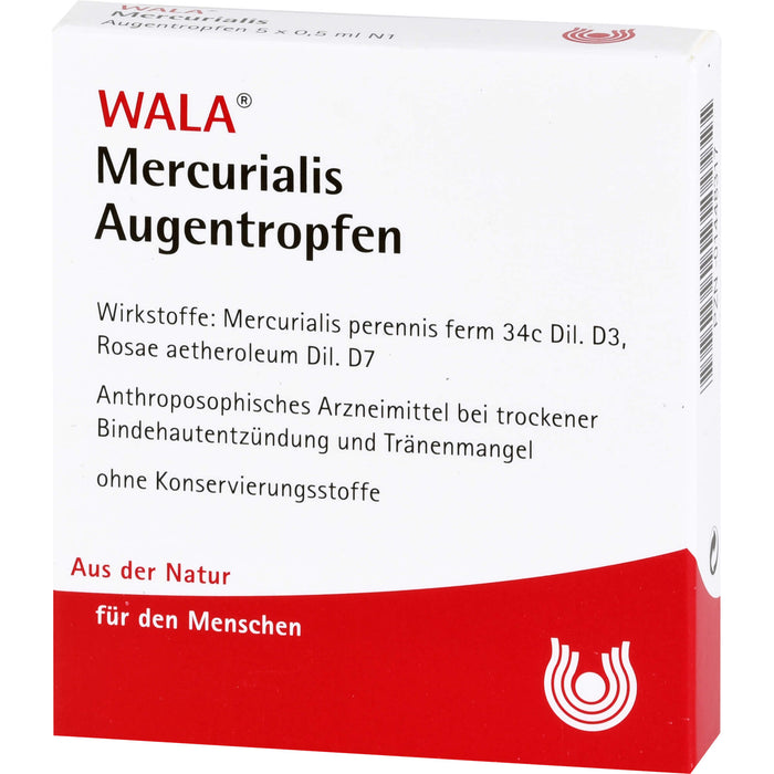 WALA Mercurialis Augentropfen bei trockener Bindehautentzündung und Tränenmangel, 5 St. Lösung