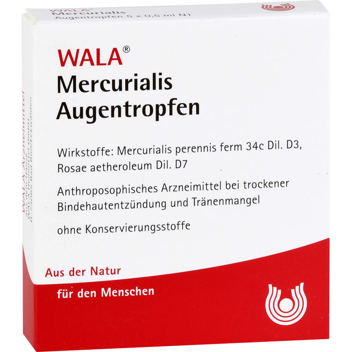 WALA Mercurialis Augentropfen bei trockener Bindehautentzündung und Tränenmangel, 5 St. Lösung