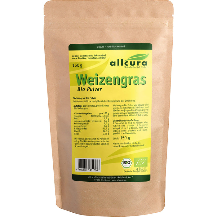 Weizengras Pulver Kontrol.Biologischer Anbau, 150 g PUL