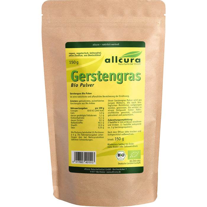 allcura Gerstengras Bio Pulver, 150 g Pulver