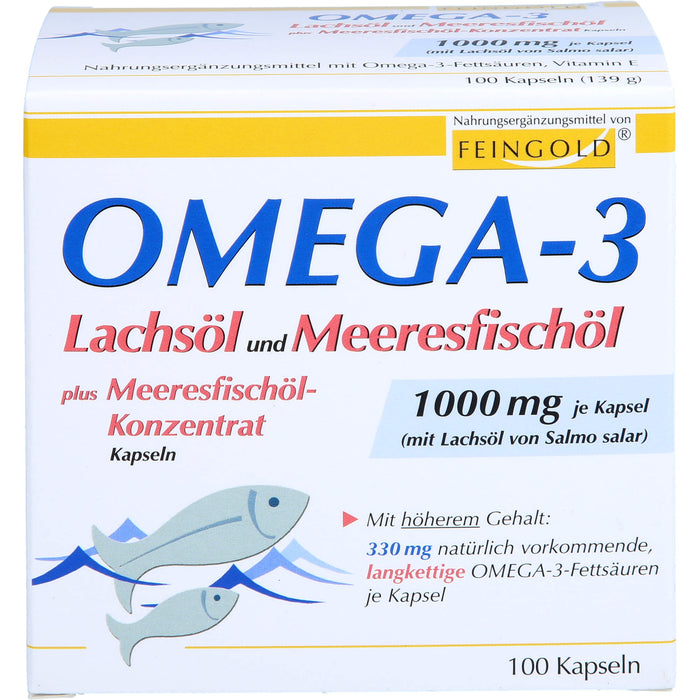 FEINGOLD Omega-3 Lachsöl und Meeresfischöl Kapseln, 100 St. Kapseln