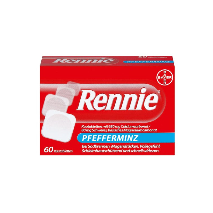 Rennie Pfefferminz Kautabletten bei Sodbrennen, 60 St. Tabletten